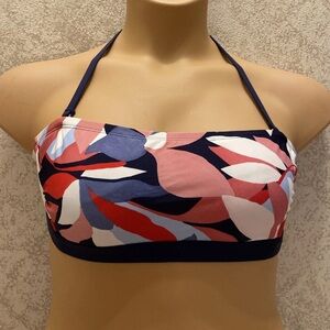 Kona Sol Pink and Blue Leaf Bikini Top